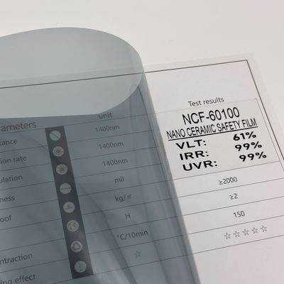 3mil Thickness 61% VLT 99% IRR Nano Ceramic Safety Film for Car Window Solar Insulation