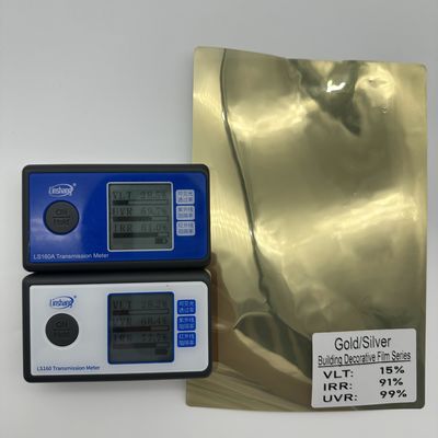 Gold Silver High Gloss Building Window Film with 2 mil Thickness 16.8% VLT and 89% IRR for Heat Insulation