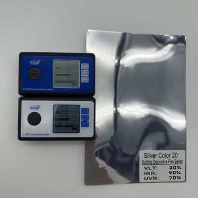 Silver Color Solar Window Film with 21.6% VLT 85.6% IRR and 67.7% UVR for Energy Efficiency