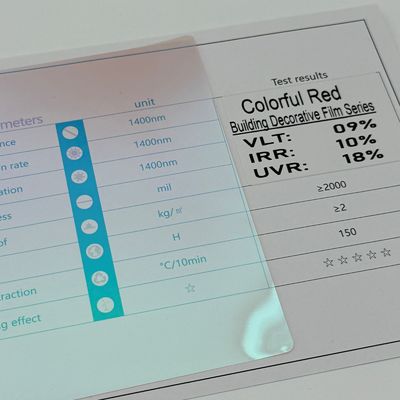 Colorful Red VLT15% Building Window Film Chameleon Decoration Heat Protection