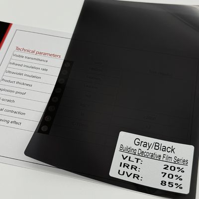 Gray Black Building Window Film 2 Mil 20.8% VLT 4 Year Warranty