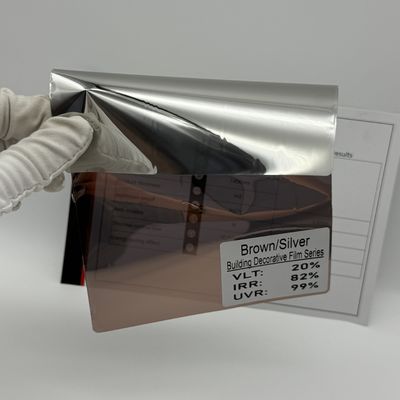 Thickened Brown & Silver Building Window Film with 20.1% VLT and 76.7% IRR for Beautiful Decoration and Safety Protection