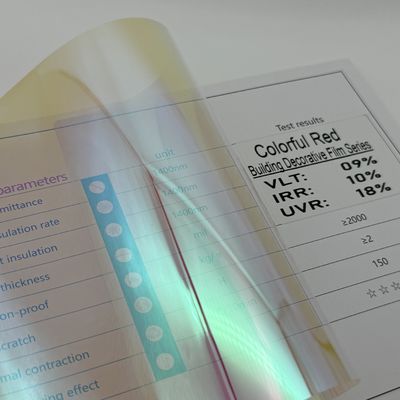 Colorful Red VLT15% Building Window Film Chameleon Decoration Heat Protection