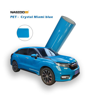 Customizable Color Wrap Film Crystal Miami Blue PET Vinyl Wrap Recyclable Anti UV