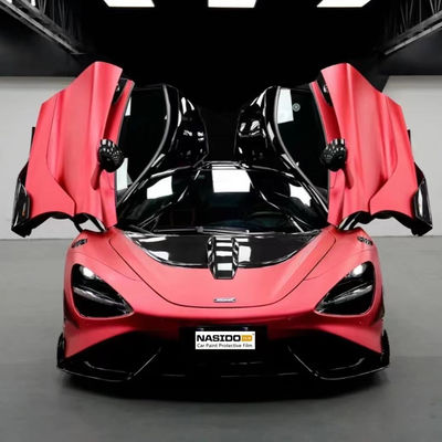 TPU Color Wrap Film Easy Cleaning Matte Chinese Red Car Wrap Customize Dry Apply