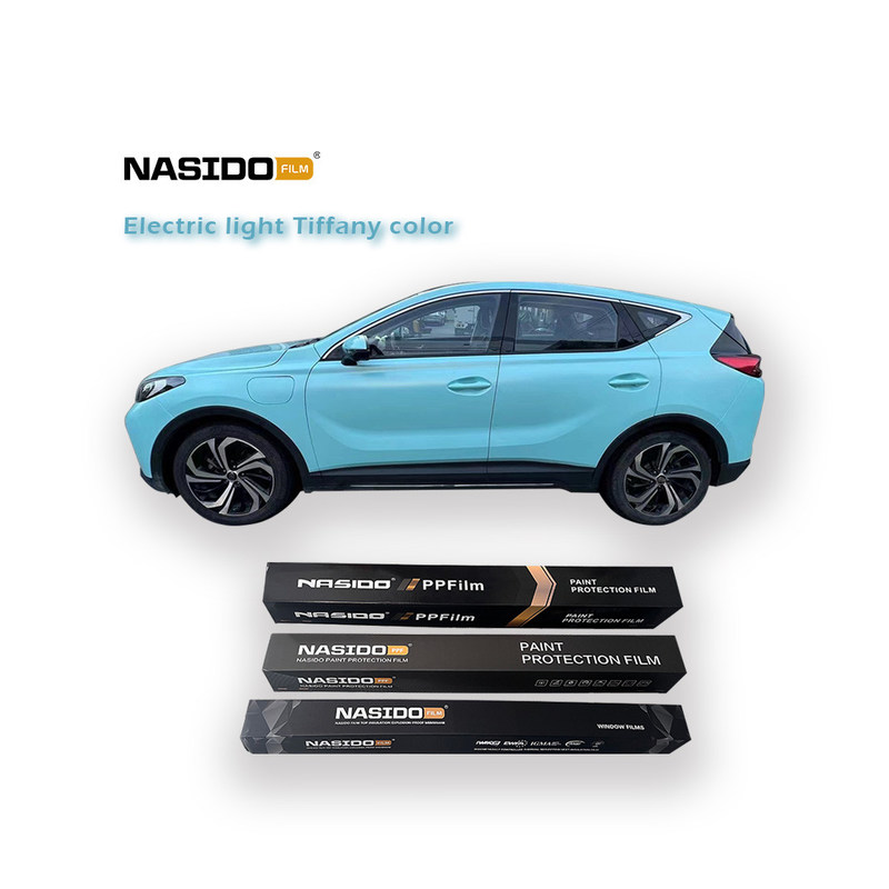 Color Wrap PET Film Anti Scratch Electric Light TifanyBlue Self Healing Wrap Dry Apply