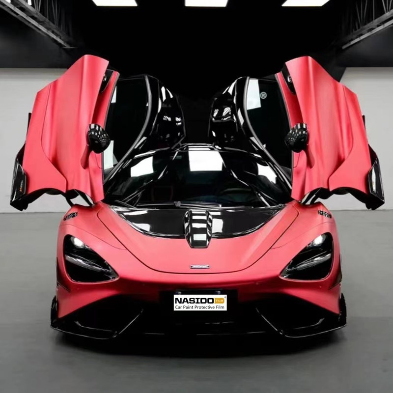 TPU Color Wrap Film Easy Cleaning Matte Chinese Red Car Wrap Customize Dry Apply