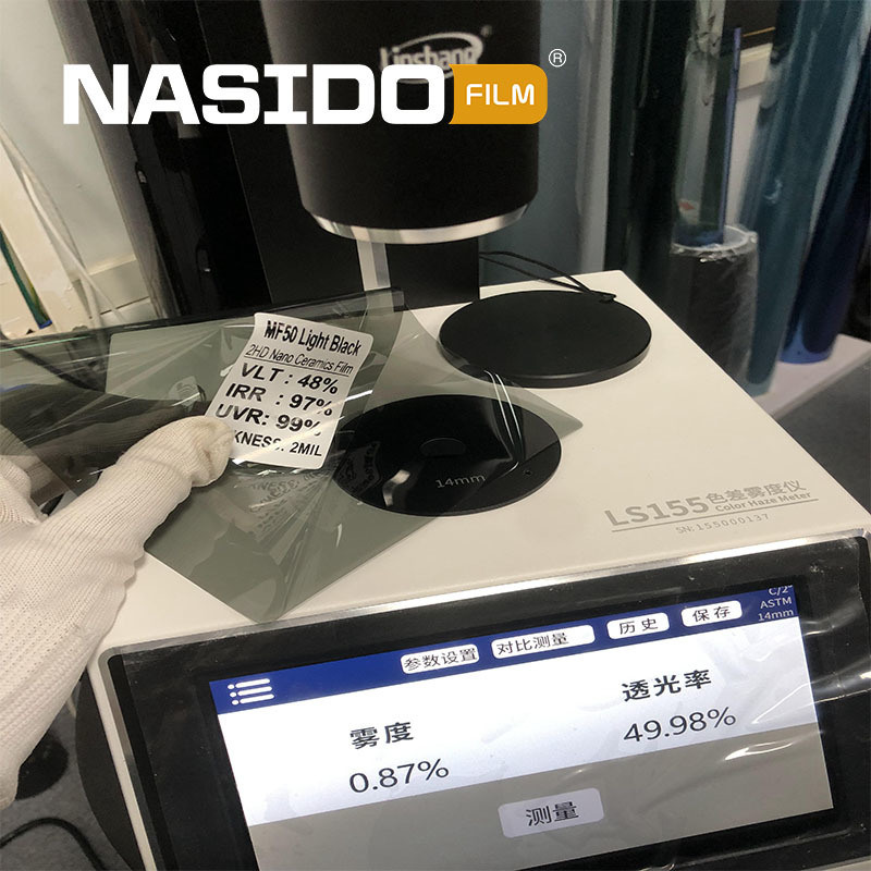 Light Black Nano Ceramic Car Window Film with 48.3% VLT 93.1% IRR and PET80%+Glue imported20%