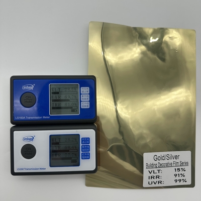 Gold High Gloss Solar Reflective Window Film Heat Insulation Building Tinted Film