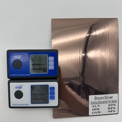 Thickened Brown & Silver Building Window Film with 20.1% VLT and 76.7% IRR for Beautiful Decoration and Safety Protection