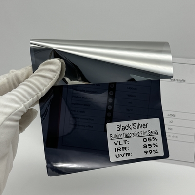 Black-Silver Solar Window Film with 2 mil Thickness 5.3% VLT and 88.0% IRR for Home Office Safety Protection