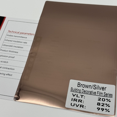 Thickened Brown & Silver Building Window Film with 20.1% VLT and 76.7% IRR for Beautiful Decoration and Safety Protection
