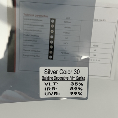 Silver 30 Decorative Building Window Film Dirt Resistant Customizable