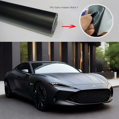 Color Changing Vinyl Car Wrap Roll High Gloss 7.5mil TPU Matte Black Self Healing