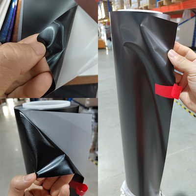 Color Changing Vinyl Car Wrap Roll High Gloss 7.5mil TPU Matte Black Self Healing