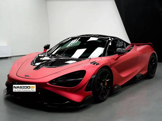 TPU Color Wrap Film Easy Cleaning Matte Chinese Red Car Wrap Customize Dry Apply
