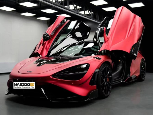 TPU Color Wrap Film Easy Cleaning Matte Chinese Red Car Wrap Customize Dry Apply