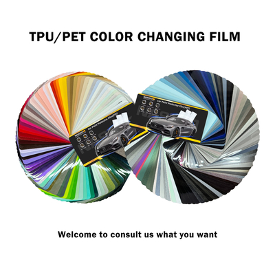 Color Changing Vinyl Car Wrap Roll High Gloss 7.5mil TPU Matte Black Self Healing