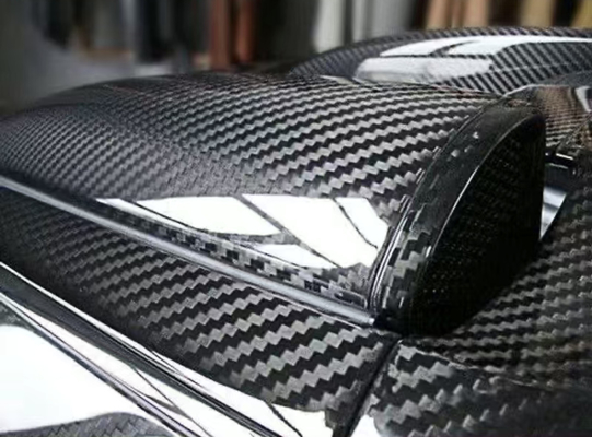 High Gloss Vinyl Car Wrap Roll 3D Carbon Fiber BLACK Self Adhesive Easy Maintenance